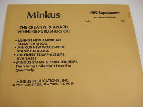 Minkus 1982 Indonesia Philippines Stamp Album Supplement #20