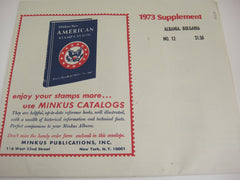 Minkus 1973 Albania Bulgaria Stamp Album Supplement #12 New Old Stock