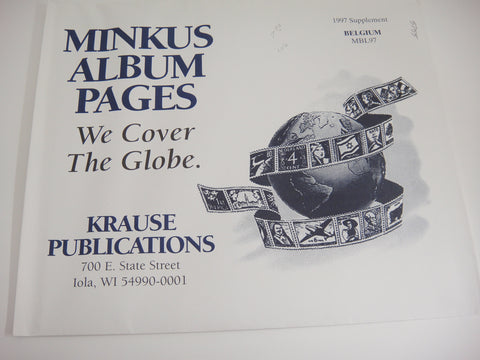 Minkus 1997 Belgium Stamp Album Supplement MBL97 New Old Stock