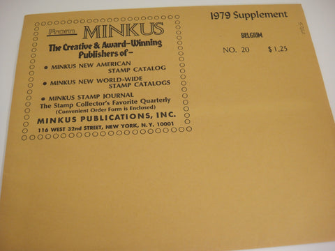 Minkus 1979 Belgium Stamp Album Supplement 20 New Old Stock
