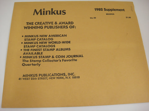 Minkus 1982 Belgium Stamp Album Supplement 23 New Old Stock
