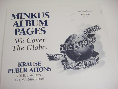 Minkus 1997 Romania Stamp Album Supplement MR097 New Old Stock