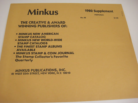 Minkus 1982 Portugal Stamp Album Supplement 22 New Old Stock