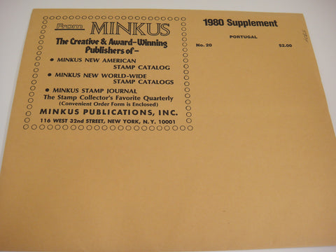 Minkus 1980 Portugal Stamp Album Supplement 20 New Old Stock