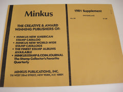 Minkus 1981 Switzerland Stamp Album Supplement 24 NOS