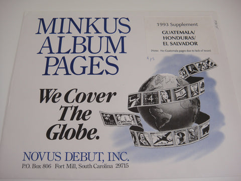 Minkus 1993 Guatemala Honduras El Salvador Stamp Album Supplement NOS