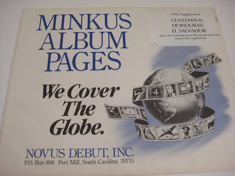 Minkus 1992 Guatemala Honduras Stamp Album Supplement NOS