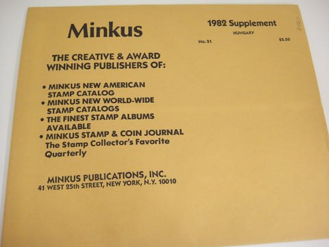 Minkus 1982 Hungary Stamp Album Supplement 21 NOS