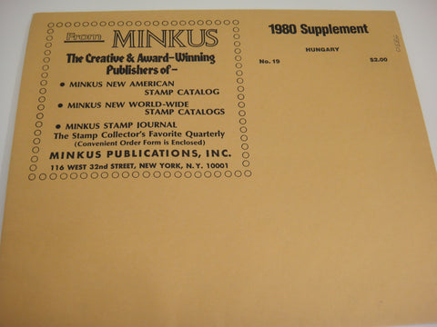 Minkus 1980 Hungary Stamp Album Supplement 19 NOS