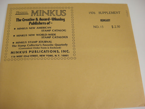 Minkus 1976 Hungary Stamp Album Supplement 15 NOS