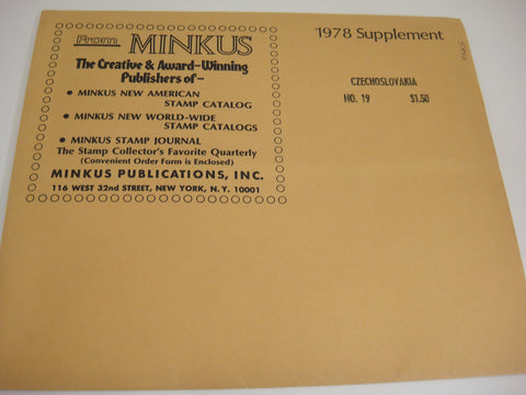 Minkus 1978 Czechoslovakia Stamp Album Supplement 19 NOS