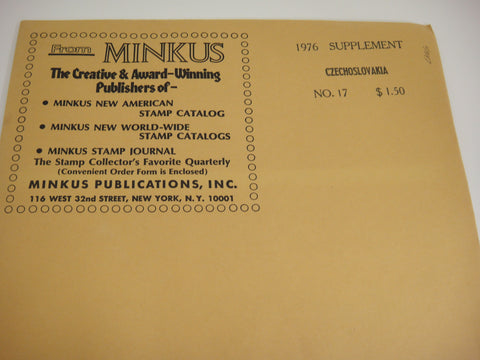 Minkus 1976 Czechoslovakia Stamp Album Supplement 17 NOS