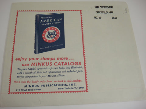 Minkus 1974 Czechoslovakia Stamp Album Supplement 15 NOS