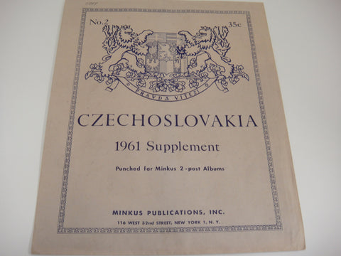 Minkus 1961 Czechoslovakia Stamp Album Supplement 2 NOS