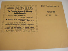 Minkus 1977 Vatican City Stamp Album Supplement 20 NOS