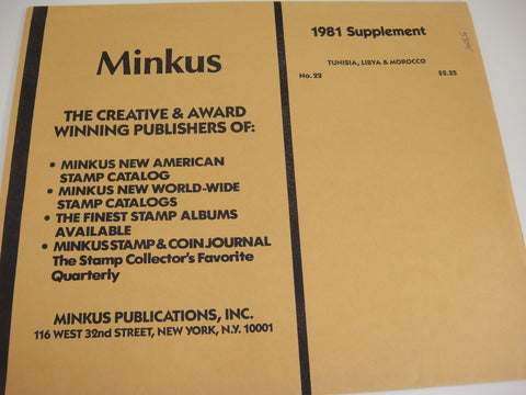 Minkus 1981 Tunisia Libya Morocco Stamp Supplement 22 NOS