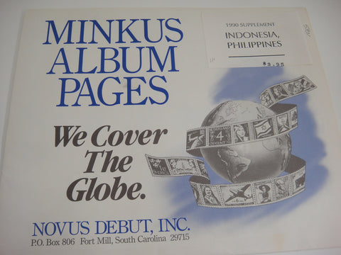 Minkus 1990 Indonesia Philippines Stamp Album Supplement NOS