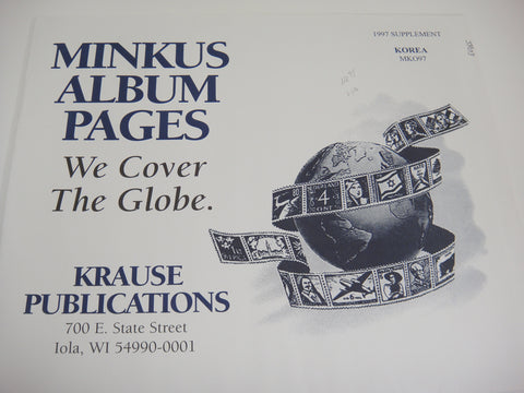 Minkus 1997 Korea Stamp Album Supplement NOS