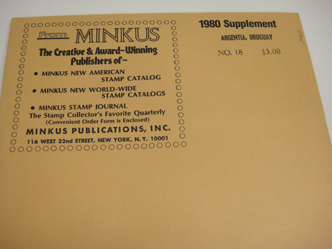 Minkus 1980 Argentina & Uruguay Stamp Album Supplement 18 NOS