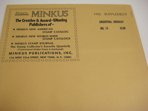 Minkus 1976 Argentina & Uruguay Stamp Album Supplement 14 NOS