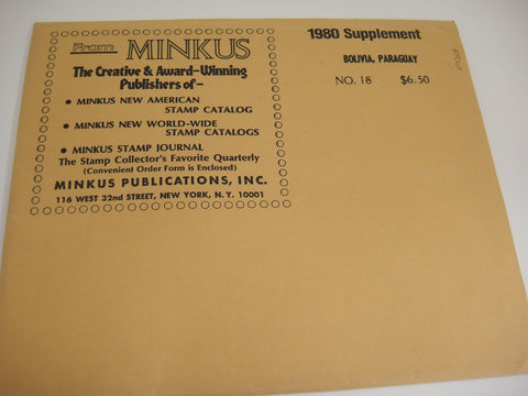 Minkus 1980 Bolivia Paraguay Stamp Supplement 18 NOS