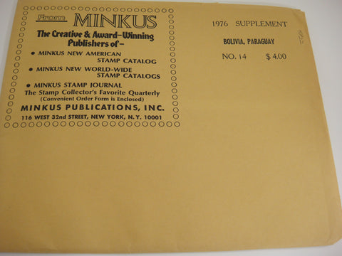 Minkus 1976 Bolivia Paraguay Stamp Supplement 14 NOS