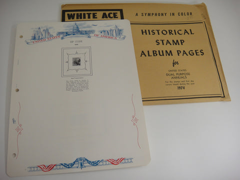 White Ace 1974 Dual Purpose Annuals Stamp & FDC Album Supplement NOS