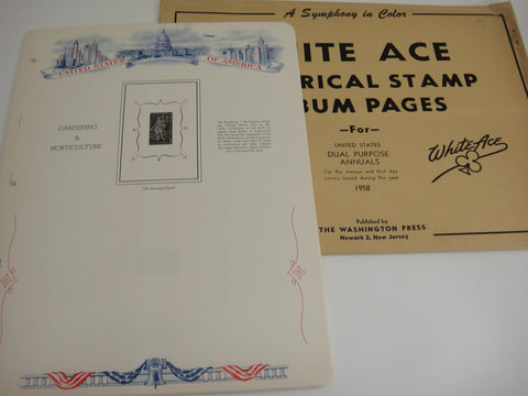 White Ace 1958 Dual Purpose Annuals Stamp & FDC Album Supplement NOS