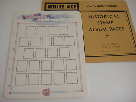 White Ace US Precancels 10 Border Pages w 23 Mounting Spaces NOS