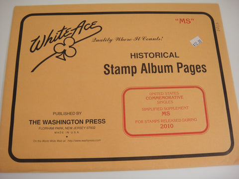 White Ace 2010 Commemorative Singles Simplified Stamp Supplement MS NOS