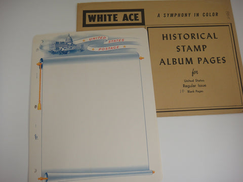 White Ace 10 Blank Pages For United States Regular Postage NOS
