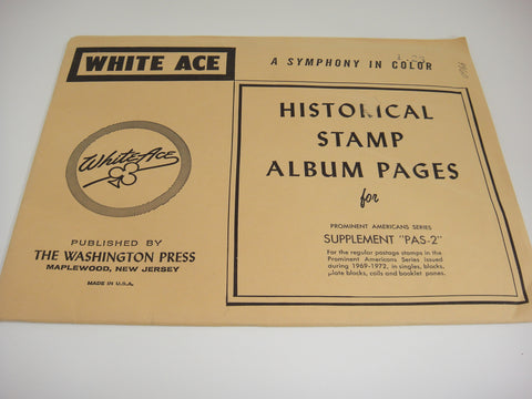 White Ace 1969-1972 Prominent Americans Series Stamp Supplement PAS-2 NOS