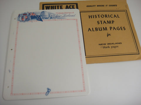 White Ace 10 Blank Pages For New Zealand Postage Stamps NOS
