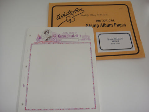 White Ace Queen Elizabeth II Reign Postage Stamps 20 Blank Pages NOS