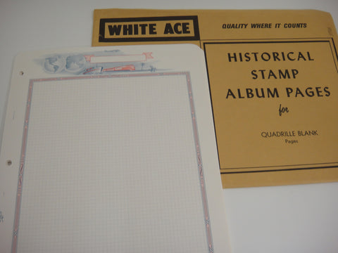 White Ace 12 Quadrille Blank Pages For Postage Stamps or Hobbies NOS