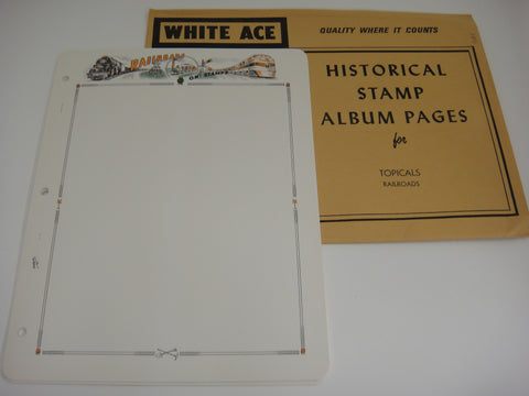 White Ace Railroads 12 Blank Topical Pages NOS