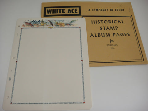 White Ace 12 Blank Topical Pages Fish On Stamps United States NOS