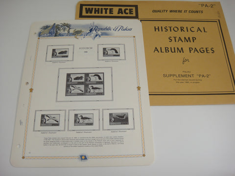 White Ace 1985 Palau Singles Stamp Album Supplement PA-2 NOS