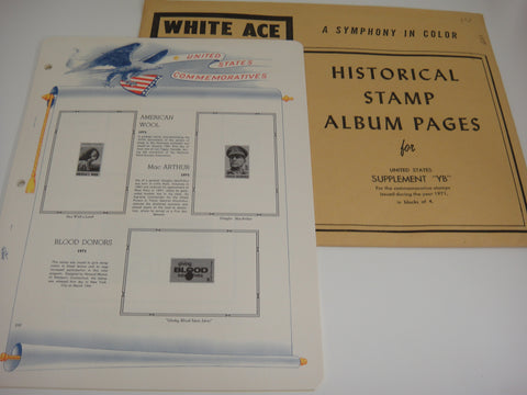 White Ace 1971 US Commemorative Blocks of 4 Stamp Supplement YB NOS