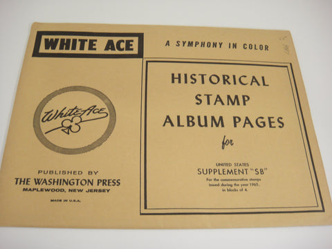 White Ace 1965 US Commemorative Blocks of 4 Stamp Supplement SB NOS