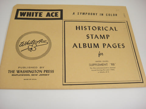 White Ace 1964 US Commemorative Blocks of 4 Stamp Supplement RB NOS
