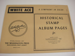 White Ace 1962 US Commemorative Blocks of 4 Stamp Supplement PB NOS