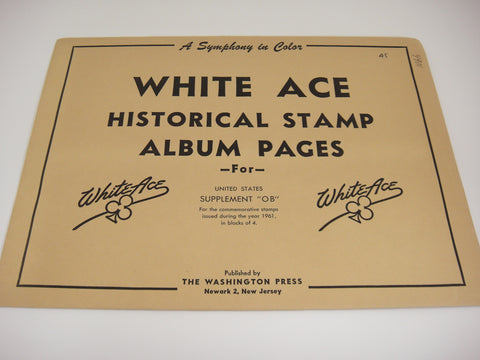 White Ace 1961 US Commemorative Blocks of 4 Stamp Supplement OB NOS