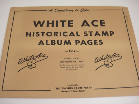 White Ace 1959 US Commemorative Blocks of 4 Stamp Supplement MB NOS