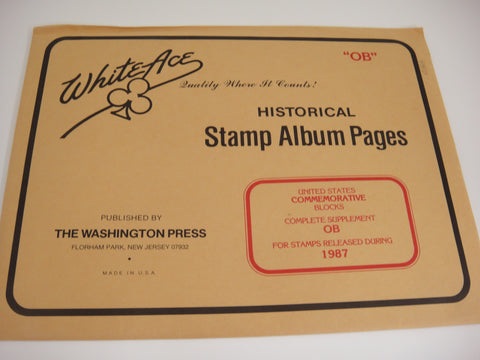 White Ace 1987 Commemorative Blocks Album Supplement United States OB