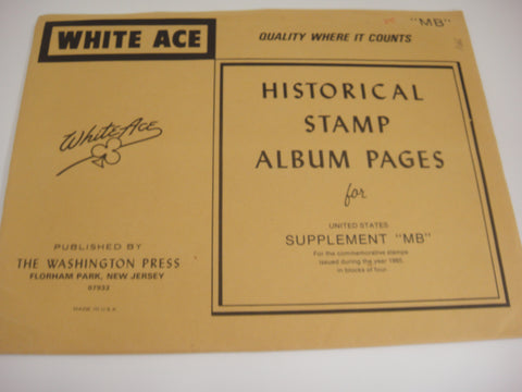 White Ace 1985 Commemorative Blocks of 4 Album Supplement United States MB