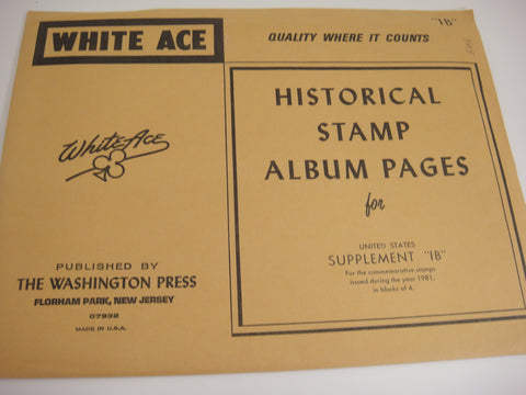 White Ace 1981 Commemorative Blocks of 4 Album Supplement United States IB NOS