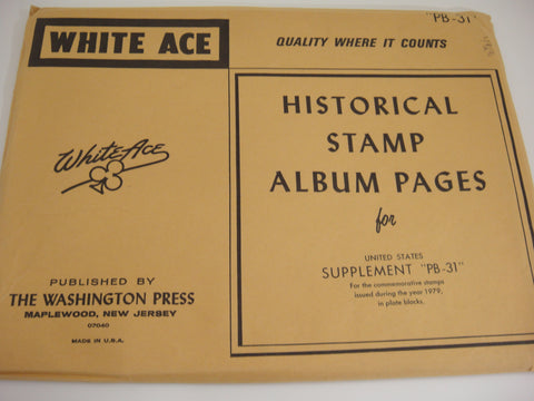 White Ace 1979 Commemorative Plate Blocks Complete Supplement United States PB-31 NOS