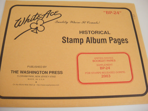 White Ace 2003 Booklet Panes Album Supplement United States BP-24 NOS