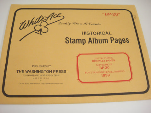 White Ace 1999 Booklet Panes Album Supplement United States BP-20 NOS